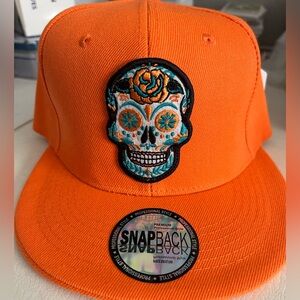 Orange Snapback Cap with Skull Embroidery hat- Miami Dolphins